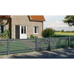 Alu Gartenzaun Delft - Vorgartenzaun aus Aluminium, Anthrazit - Zaunserie mit Zaunelementen und Zauntoren - langlebig - Aluminiumzaun im Garten