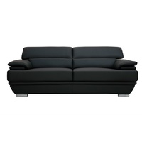 Design-Ledersofa drei Plätze verstellbares Kopfstück Schwarz EWING - Büffelleder