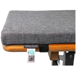 TexDeko TexDeko® Ecolen Bierbankauflage gepolstert 220x25x4 cm XL für Bierzeltgarnitur mit Anti-Rutsch Boden, wasserabweisend & UV-Schutz, Waschbarer Bezug mit Reißverschluss (Grau)