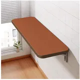 JEOBEST Klapptisch Wandklapptisch, Klappbarer Esstisch, Schreibtisch, Wandmontage, Metallklappgestell braun