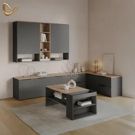 livinity® Wohnwand, Piave Anthrazit, 3 Teile