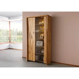 MASSIVMOEBEL24.DE Vitrine Wildeiche 105 x 45 x 204 cm Beige