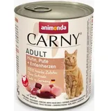 Katzen - Nassfutter ANIMONDA Carny Adult Huhn + Pute + Entenherzen, 800 g