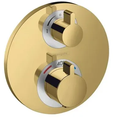 ecostat s thermostatic mixer for concealed installation for 2 outlets with shut-off / diverter valve polished gold-optic