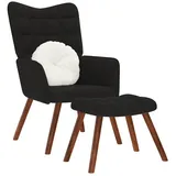 vidaXL Relaxsessel mit Hocker Schwarz Samt