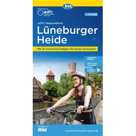 BVA BikeMedia GmbH ADFC-Regionalkarte Lüneburger Heide, 1:75.000, mit Tagestourenvorschlägen, reiß- und wetterfest, E-Bike-geeignet, GPS-Tracks Download
