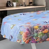 Wachstuch-Tischdecke Tischdecke abwaschbar Wachstuch Garten-Tischdecke Outdoor Indoor Oval 260x140cm Schnittkante Aquarium