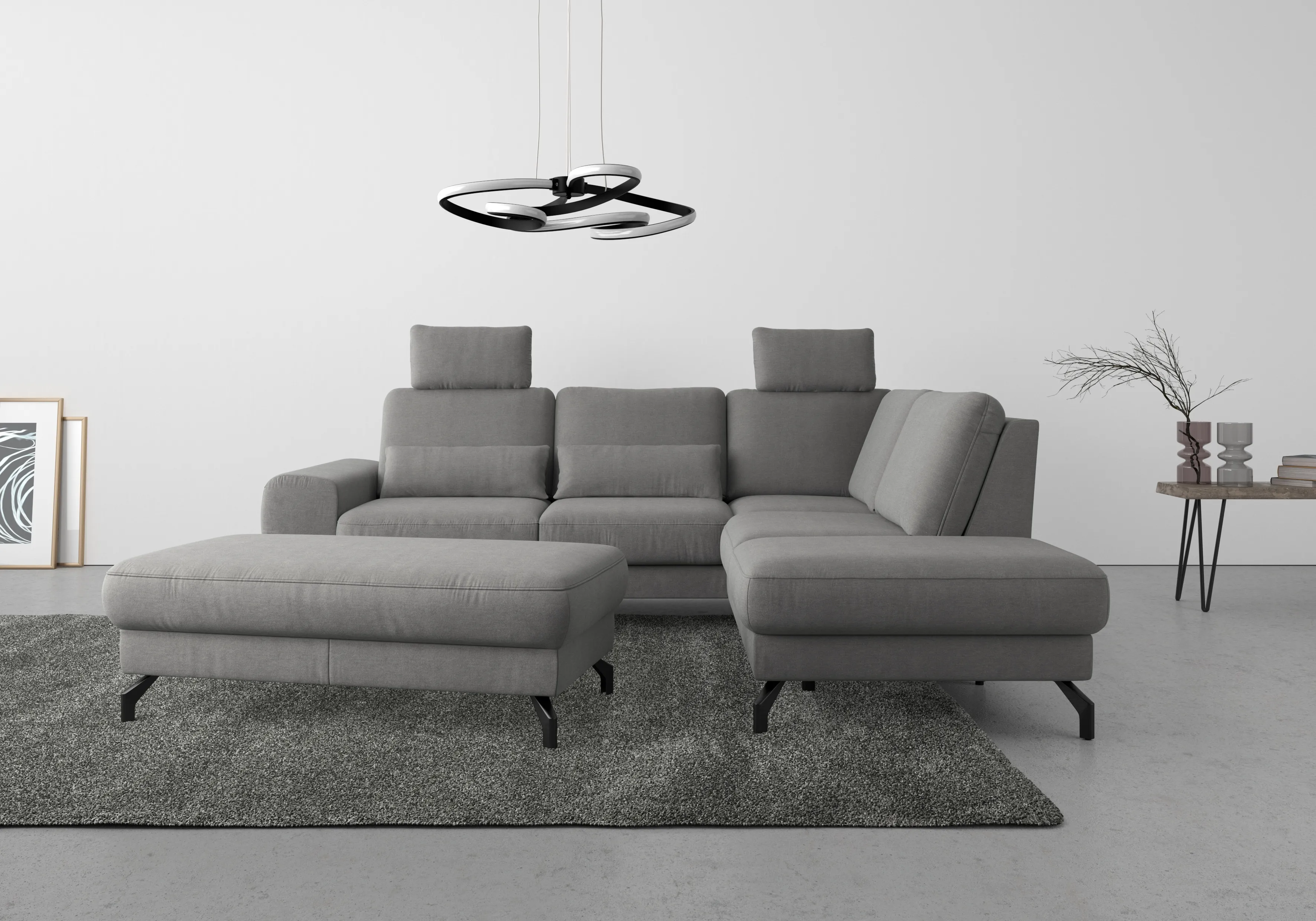 Ecksofa SIT & MORE "Cinturo L-Form" Sofas Gr. B/H/T: 260cm x 88cm x 226cm, Soft clean, Ottomane rechts, inklusive Sitztiefenverstellung-inklusive Federkern, grau inklusive Sitztiefenverstellung und Federkern, Sitzhöhe 45 cm