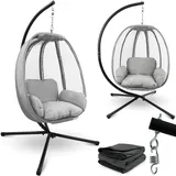 deluxe4homeâ® deluxe4home® Hängesessel mit Gestell I Indoor & Outdoor inkl. Kuscheldecke Hellgrau