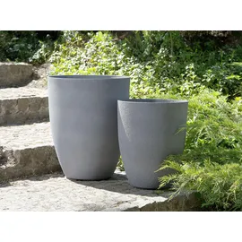 Beliani Blumentopf hellgrau rund 35/35/42 cm Croton