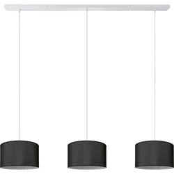 PACO HOME Pendelleuchte "HUGO CANVAS UNI COLOR", schwarz (schwarz weiß), Ø 28cm H: 16cm, Lampen, Pendelleuchte Wohnzimmer Hängelampe Esszimmer Lampenschirm E27 Uni