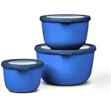 Mepal Multischale Cirqula Round Set - Mikrowellen Geschir - Geignet als Aufbewahrungsbox, Kuhlschrank, Gefrierschrank & Mikrowellengeschirr - 500 ml, 1000 ml & 2000 ml - Vivid blue