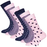 Ewers 401496-1-2730 Socke Weiblich Crew-Socken Navy, Pink 6 Paar(e)