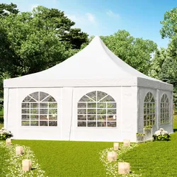 TOOLPORT PRO 5x5m Pagodenzelt, PVC-Plane, weiß - (1064)