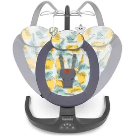 lionelo - Babywippe mit Melodie RALF 4xAA Betongrau + Fernbedienung - Grau/Gelb