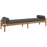 vidaXL Gartenbank mit Kissen Grau Poly Rattan Akazie