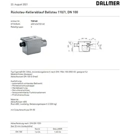 Dallmer Ballstau 110/1 Bodenablauf Schwarz