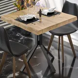 PE | Bistrotisch Baumkante | B:T:H 70 x 70 x 77 cm | Eiche / Schwarz | Quadra...