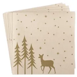 Airlaid Serviette Liane in Pebble Stone, 40 x 40 cm, 50 Stück - Mank - Wald Hirsch weihnachtlich