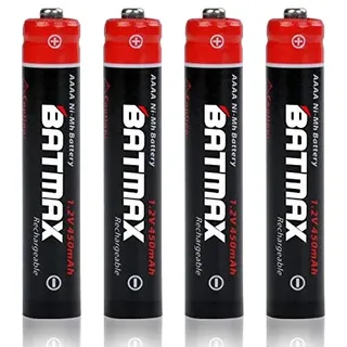Batmax 4 x 450 mAh AAAA Akku, wiederaufladbar, Ni-MH, vorgeladen, langlebig, für Microsoft Surface Pen Stylus/Venue Pro Wacom Stylus