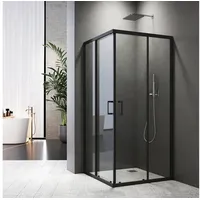 Boromal Eckdusche Schiebetür Glas Weiß Duschkabine Schwarz 90x90 75x90 90x75 80x80 H:185, BxT: 80x80 cm, 5mm Sicherheitsglas, 16 Türrollen, Easy Clean Funktion, Aluprofile, Alurahmen, Magnetdichtleisten, Rechts-und Links montierbar schwarz 80 cm x 185 cm x 80 cm