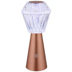Tischlampe Beistellleuchte Dekoleuchte RGB LED Kristall USB Touch Akku messing