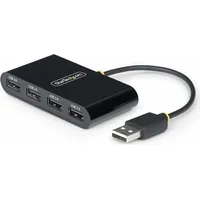 Startech StarTech.com 4-Port USB 2.0 Hub, USB Bus Powered Small Travel Mini USB Hub USB Adapter/Verteiler, Tragbarer USB Splitter 480Mbps Overcurrent Protection (OCP) - hub - 4 ports USB-Hubs - 4 - Schwarz