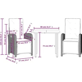 vidaXL Bistroset 3-tlg. Hellgrau