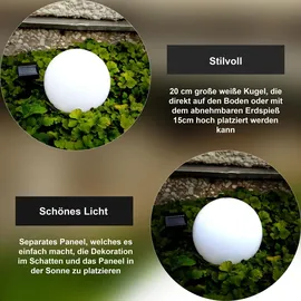 Best Season LED-Solar-Kugel Kunststoff Durchmesser 20 cm 1 warm weiß LED inkl. Erdspieß schwarz