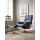 Stressless Relaxsessel STRESSLESS Mayfair Sessel Gr. Leder PALOMA, Cross Base Eiche, Rela x funktion-Drehfunktion-PlusTMSystem-Gleitsystem-BalanceAdaptTM, B/H/T: 83 cm x 102 cm x 74 cm, blau (sparrow blue paloma) Lesesessel und Relaxsessel