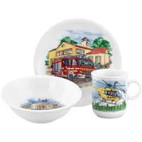 SELTMANN WEIDEN Compact Blaulicht Kindergeschirr Set 3-teilig + Kinderbesteck,