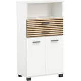 Schildmeyer Highboard Katta weiß matt/Akustikpaneel Optik, 59,8 x 32,6 x 110,5 cm