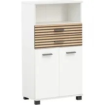 Schildmeyer Highboard Katta weiß matt/Akustikpaneel Optik, 59,8 x 32,6 x 110,5 cm