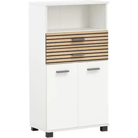 Schildmeyer Highboard Katta weiß matt/Akustikpaneel Optik, 59,8 x 32,6 x 110,5 cm