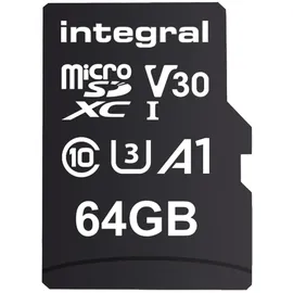 Integral 64GB Doppelpack microSD-Karten, Premium High-Speed, 4K-Video, 100MB/s Lesen, 50MB/s Schreiben, UHS-I, U3, V30, Klasse 10, A1 – für Smartphones, Tablets, Drohnen, Spielkonsolen.