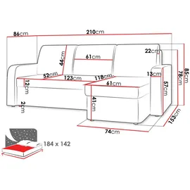 Mirjan24 Ecksofa Totii, Eckcouch mit Bettkasten und Schlaffunktion, Wohnzimmer, Sofas - Couches, Wohnlandschaften, Ecksofas