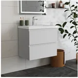 duschspa Waschtisch Waschbecken mit Unterschrank Badschrank Waschplatz Badmöbel Set, Matt, 50-120cm weiß 61 cm x 56 cm x 40 cm