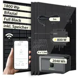 Vale Balkonkraftwerk Bifazial 1800 W inkl. Growatt Neo 800M-X Wechselrichter + Growatt Noah 2,048 Wh