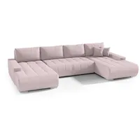 Fun Möbel Wohnlandschaft Sofa mit Schlaffunktion VOGAR Stoff Aston Blush - Rosa