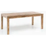 KADIMA DESIGN Rustikaler Mango-Holz Esstisch, 120 cm, Landhaus-Stil - Stilvoll mit Schnitzereien.