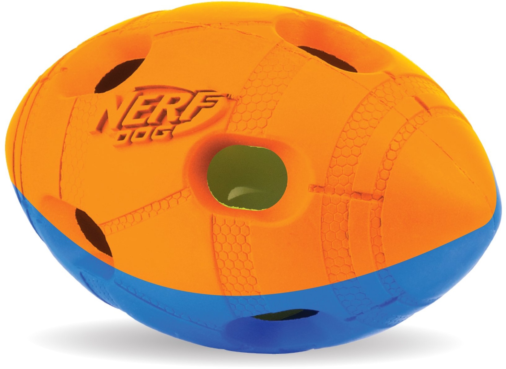 Nerf Dog Hundespielzeug LED Football, Hundespielzeug LED Ball, orange/blau, 10,2cm