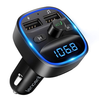 LENCENT Bluetooth FM Transmitter Auto, Adapter für Auto Radio, Freisprecheinrichtung, 2 USB Ports, Unterstützt SD-Karte USB-Sticks