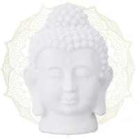 Relaxdays 4 x Buddha Kopf, Weiß