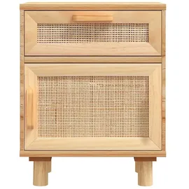 vidaXL Nachttische 2 Stk. Braun Massivholz Kiefer und Natur-Rattan