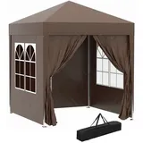 Outsunny Faltpavillon mit 4 Seitenwänden, Abflusslöcher Fenster, faltbar Partyzelt uv 30+, Gartenzelt mit