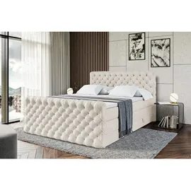 altdecor Boxspringbett mit Matratze, Topper, Polsterbett mit, Bettkasten BOXI8-Z KING | Beige Casablanca | 140x200 cm, Schlafzimmer, Betten, Boxspringbetten