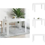 vidaXL Esstisch Hochglanz-Weiß 120x60x76 cm Holzwerkstoff - Esstische - Weiß