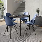 2er Set Stuhl SCANDINAVIA MEISTERSTÜCK - blau schwarz - Kunstleder Stahl - Retro