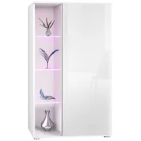 Vladon Vitrine, Weiß Hochglanz, 71.5x134x35 cm, Wohnzimmer, Wohnwände, Vitrinenschränke