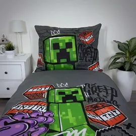 Minecraft Metro Art Rot/Grau/Grün 140 x 200 cm + 70 x 90 cm